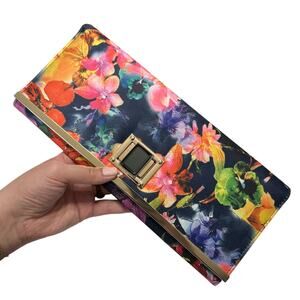 Multicolor Floral Rectangular Convertible Crossbody Clutch